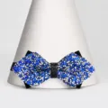 Farfallina blu con strass per bambini, elegante cravattino in cristallo per ragazzi e studenti. - Farfallino Appuntito (S336)