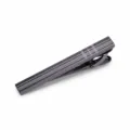 Pince à cravate en métal noir avec motif grille, longueur 6cm pour costume homme. - Pince à cravate en maille gris fusil