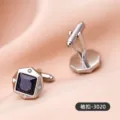 Boutons de manchette hexagonaux élégants pour hommes avec grès bleu et cristaux brillants. - Grès Bleu Hexagonal (Cufflinks-3020) / Bleu foncé