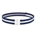 Elastic lazy belt for women, navy blue white striped invisible buckle waist belt style - Navy & White Striped