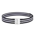 Women elastic invisible belt, black white stripe lazy belt with metal buckle, casual waist band. - Black & White Stripes