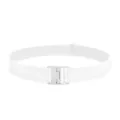 White elastic belt with silver metal buckle, buckle-free invisible stretch waist belt for women. - White