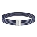 Women elastic buckle free belt navy blue white striped invisible stretch waist belt for jeans - Blue and White Stripes