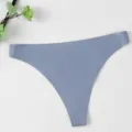 Tanga sin costuras de seda de hielo para mujer, talle bajo transpirable lenceria sexy. - Azul