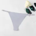 Women's seamless ice silk thong low waist breathable solid color sexy string underwear - Light Gray