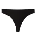 Sexy schwarzer gerippter Damen-Tanga mit niedriger Taille und nahtlosem Alltagsdesign. - S / Schwarz