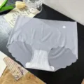 Slip femme en soie glacée sans couture taille moyenne respirant léger 3D confortable culotte. - Bleu