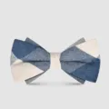 Farfallino doppio strato a quadri blu e bianco da uomo, elegante accessorio formale. - Blu Bianco Quadri (2089)