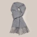 Light grey cashmere-feel fringed winter scarf, soft knitted warm neck wrap for women. - Light Gray