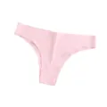 Pink seamless ice silk low-waist V-shape thong breathable sexy women's underwear SKU - S / Pink