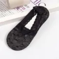 Donne estate sottile rete traspirante pizzo barca calzini invisibile antiscivolo 1 paio - Senza Imballaggio / Nero