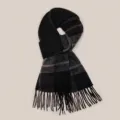 Women winter warm plaid scarf, double-sided knitted tassel neckerchief, stylish cozy wear. - Mellow Style