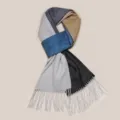 Color-blocked winter scarf with fringe tassels, soft warm knit material for women. - Colorful Illusion