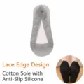 Summer thin low-cut lace no-show socks with non-slip silicone cotton bottom for women. - Loose Socks [Without Any Packaging] / Gray