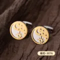 Boutons de manchette de luxe soleil lune et étoiles dorés et argentés pour chemise homme. - Soleil Lune et Étoiles (Cufflinks-3076)