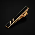 Pince à cravate or et noir géométrique pour homme accessoire costume affaires métal 7 - Noir Or Gentleman