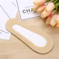 Damen Eisseide Flach Unsichtbare Bootsocken Sommer Dünne Rutschfeste Nude Kurze Socken - Ohne Verpackung / Hautfarben