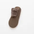 Calzini corti termici marroni da donna con volant in pizzo, comodi calzini invernali per pavimenti. - Calzetti sfusi (senza confezione) / Caffè