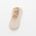 Thermal fleece lace boat socks for women, cozy winter thermal low-cut floor socks. - Nude