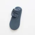 Women's thickened velvet thermal floor socks with elegant lace ruffle trim, winter cozy sleep socks. - Blue