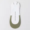 Green low-cut invisible boat socks with strap design, breathable variant for summer shoes. - Green