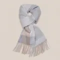 Grey brown plaid winter warm knitted wool scarf for women with fringe design fashion daily wear - Gray Coffee Harmony