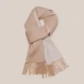 Women reversible pure wool winter warm knit scarf with fringe brown solid color fashion - Warm Soft Harmony