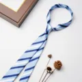 Cravatta a righe blu per abito formale da affari, elegante cravatta stretta per matrimonio da uomo. - Strisce blu e bianche
