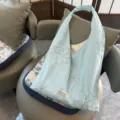Spring summer nylon tote bag sweet style floral embroidery shoulder bag casual women handbag - Blue