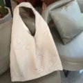 Spring new nylon tote bag with sweet floral embroidery, casual women's shoulder vest bag. - Gray