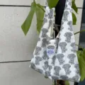 Canvas Elephant Print Knot Tote Bag Casual Everyday Shoulder Bag for Women Boho Style - White Elephant Print Shoulder Crossbody Tote Bag