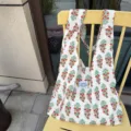 Spring floral canvas tote bag for women, casual versatile large capacity knot shoulder bag. - White Lychee Floral Shoulder Crossbody Tote Bag