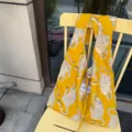 Yellow abstract tiger print canvas Japanese knot bag casual shoulder tote handbag for women - Yellow Tiger Line Shoulder Crossbody Tote Bag