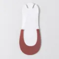 Womens invisible half socks, pink brown non slip low cut boat socks with card packaging. - Rouge Red