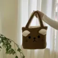Braune Pluesch Teddybaer Handtasche, suesse flauschige Wintertasche, weiche Flauschtasche. - Braun Doppelseitiger Bär