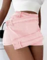 Roze hoge taille asymmetrische denim rok shorts zomer casual dames mode kleding stijl. - 3XL / Roze