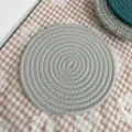 Nordic style grey braided cotton rope coaster, premium thickened heat-resistant table mat for dining. - Light Gray Round Woven Heat Insulation Mat