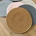 Thickened woven cotton rope coaster heat resistant insulated table mat for daily home dining use. - Coffee Round Woven Heat Insulation Mat