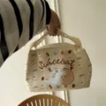 Schöne japanische Canvas-Isoliertasche mit Katzen-Print, große tragbare Bento-Box für Arbeit. - Milchgelbe Saftkatze Isolierte Lunchtasche