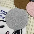 Nordic braided coaster thickened heat resistant table mat cotton rope bowl pad for dining table - Light Gray Mixed White Round Woven Heat Insulation Mat