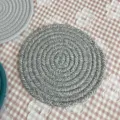 Grey braided coaster heat resistant placemat table mat minimalist home kitchen dining decor - Dark Gray Mixed White Round Woven Heat Insulation Mat