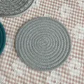 Round woven coaster thickened heat resistant pot holder table mat for home kitchen use - Smoky Gray Round Woven Heat Insulation Mat