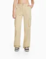Damen Hohe Taille Khaki Cargohose Lässige Lose Gerade Hosen Frühling Sommer Mode Trend - XS / Aprikose