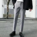 Herren Freizeithose hellgrau Anzughose Slim Fit stilvolle elegante Hose für Alltag Büro - Hellgrau
