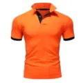Polo Hombre Manga Corta Slim Fit Naranja Casual Deportivo Top De Verano Nuevo - Rojo Anaranjado