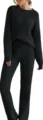 Conjunto de chándal polar suave para mujer, suéter de manga larga y pantalón para invierno. - XS / Negro