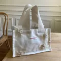 Mini canvas tote bag with 3d floral embroidery, waterproof aesthetic handbag for daily use. - 3D Flower Style