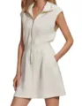 Women's White Sleeveless Zip-Up Casual Mini Dress Summer Fashion Everyday Apparel - S / White