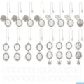 DIY photo memory charm bouquet pin antique silver oval pendant jewelry making supplies - New Combo Set 3 (As Shown)