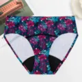 Women tropical leaf print bikini bottom sexy swimwear elastic briefs comfortable underwear - XS / Red Flower